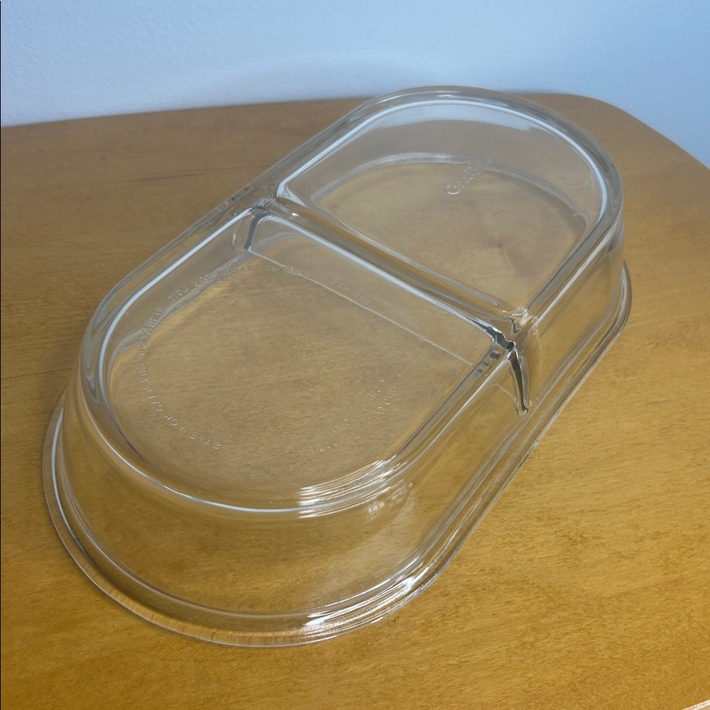 Pyrex 🍔 Clear Oval Glass Dual-Compartment Divided Cooking, Baking, Storage Dish - Picture 11 of 12